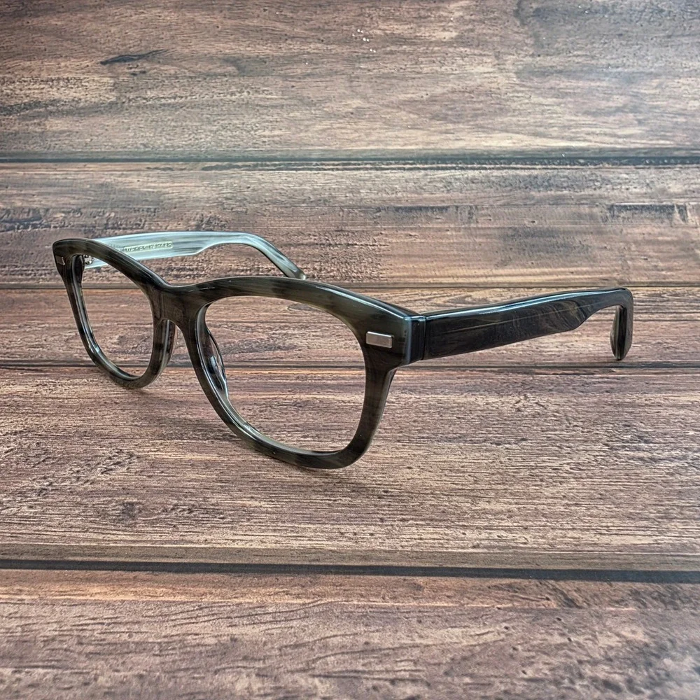 Warby Parker Thatcher 150 Eyeglasses 55-19-140 Striated Grey Olive Cat Eye